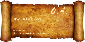 Ohr Alárd névjegykártya
